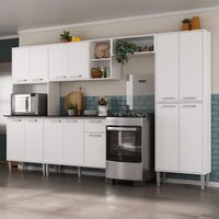 Armário de Cozinha Modulada Completa Compacta 294cm com Balcão de Pia Multimóveis MP2280 Branco