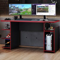 Mesa Gamer Cold 4 Prateleiras Preto Tx/Vermelho - Pnr Móveis