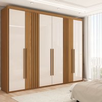 Guarda-Roupa Casal Palm 6 Portas 4 Gavetas Flex Nature/Off White - Panorama Móveis