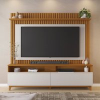Estante para TV Até 65 Polegadas 2 Portas Ripado Havana Freijó Trend/Off White Tx - Pnr Móveis