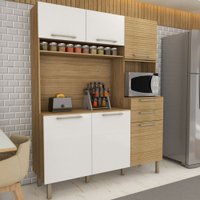 Cozinha Compacta Montano 6 Portas 2 Gavetas Ripado 3d Freijó/Supremo - Panorama Móveis