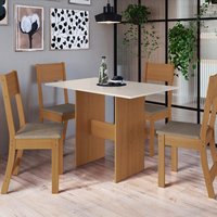 Conjunto Sala de Jantar Fidelitá Siena Com 4 Cadeiras Freijó/Off-White Assento Cacau