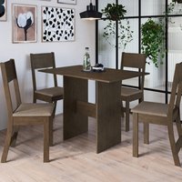 Conjunto Sala de Jantar Fidelitá Siena Com 4 Cadeiras Noce Assento Cacau