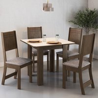 Conjunto Sala de Jantar Fidelitá Pequim Com 4 Cadeiras Noce/Off-White Assento Linho