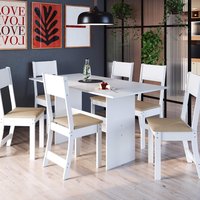 Conjunto Sala De Jantar Fidelitá Siena Com 6 Cadeiras Branco Assento Bege