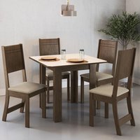 Conjunto Sala de Jantar Fidelitá Pequim Com 4 Cadeiras Noce/Off-White Assento Bege