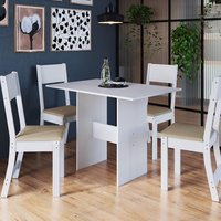 Conjunto Sala de Jantar Fidelitá Siena Com 4 Cadeiras Branco Assento Bege