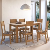 Conjunto Sala de Jantar Fidelitá Veneza Com 6 Cadeiras Freijó/Off-White Assento Alaska
