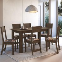 Conjunto Sala de Jantar Fidelitá Veneza Com 6 Cadeiras Noce/Off-White Assento Alaska
