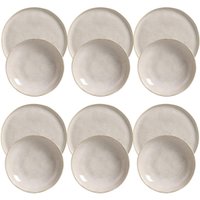 Conjunto 6 Pratos Fundos 22cm 6 Pratos Rasos 27cm Cerâmica Porto Brasil Off White Bio Latte