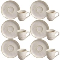 Jogo 6 Xícaras de Café 120ml com Pires Cerâmica Bio Latte Mesa Posta Porto Brasil