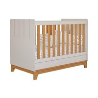 Berço Infantil Biscoito 2 em 1 Off White/Nature - Permóbili Baby