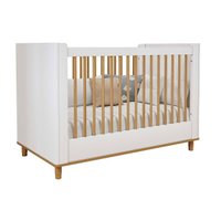 Berço Infantil Cupcake 2 em 1 Branco/Nature - Permóbili Baby