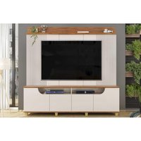 Home p/ TV até 75 Pol Gama c/ 4 Porta 199x188cm Off White/Freijó - DJ Móveis