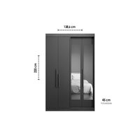 Guarda Roupa Solteiro 4 Portas (2 c/ Espelho) e 2 Gavetas PH 1805 Carvalho/Off White - Herval