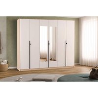 Guarda Roupa Casal 6 Portas (2 c/ Espelho) e 4 Gavetas PH 1807 Carvalho Nature/Off White - Herval