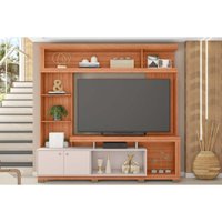 Home p/ TV até 70 Pol Formosa c/ Nicho e Pés 210x207cm Freijo/Off White - Caemmun