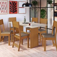 Conjunto Sala de Jantar Fidelitá Siena Com 6 Cadeiras Freijó/Off-White Assento Cacau