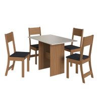 Conjunto Sala de Jantar Fidelitá Siena Com 4 Cadeiras Freijó/Off-White Assento Preto