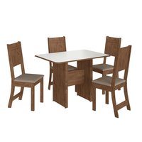 Conjunto Sala de Jantar Fidelitá Atenas 110cm Com 4 Cadeiras Noce/Off-White Assento Bege
