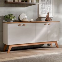 Balcão Buffet Luisiana 4 Portas Off White/Nature - Pnr Móveis