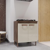 Balcão Modulado Com Tampo Fidelitá Lisboa 70cm 2 Portas Noce/Off-White