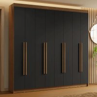 Guarda-Roupa Casal 8 Portas Batentes Rustic/Preto/Rustic Saturno Madesa