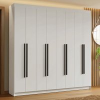 Guarda-Roupa Casal 8 Portas Batentes Branco/Branco/Preto Saturno Madesa
