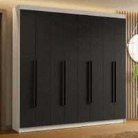 Guarda-Roupa Casal 8 Portas Batentes Branco/Preto/Preto Saturno Madesa