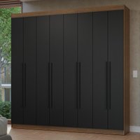 Guarda-Roupa Casal 8 Portas Batentes Rustic/Preto/Preto Netuno Madesa