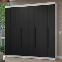 Guarda-Roupa Casal 8 Portas Batentes Branco/Preto/Preto Netuno Madesa
