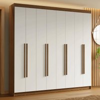Guarda-Roupa Casal 8 Portas Batentes Rustic/Branco/Rustic Saturno Madesa