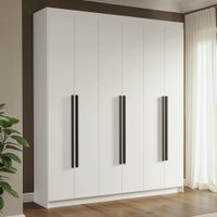 Guarda-Roupa Casal 6 Portas Batentes Branco/Branco/Preto Venus Madesa