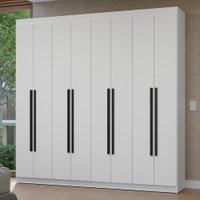 Guarda-Roupa Casal 8 Portas Batentes Branco/Branco/Preto Netuno Madesa