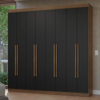 Guarda-Roupa Casal 8 Portas Batentes Rustic/Preto/Rustic Netuno Madesa