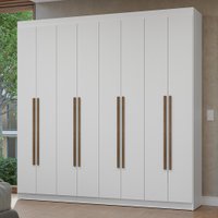 Guarda-Roupa Casal 8 Portas Batentes Branco/Branco/Rustic Netuno Madesa