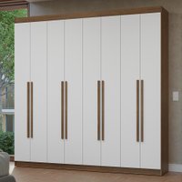 Guarda-Roupa Casal 8 Portas Batentes Rustic/Branco/Rustic Netuno Madesa