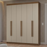 Guarda-Roupa Casal 6 Portas Batentes Rustic/Crema/Rustic Netuno Madesa