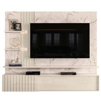 Painel Suspenso Tv 65 Pol 3P 200 cm Atena Calacata Off White MADETEC