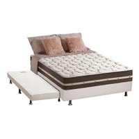 Cama Box c/Auxiliar Casal: Colchão Anjos Superlastic Classic Marrom + Base CRC Courano Branco(138x188)