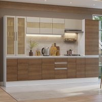 Armário de Cozinha Completa 100% MDF 290 cm Branco/Rustic/Crema Smart Madesa 01