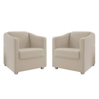 Kit 2 Poltronas Decorativa Ana Suede Bege Pés Cromado - Pallazio