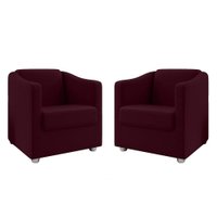 Kit 2 Poltronas Decorativa Ana Suede Marsala Pés Cromado - Pallazio