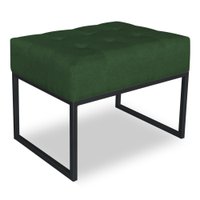Puff Lisa Suede Verde Base Metálica Industrial Preto - Pallazio