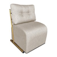 Poltrona Luxo Aurora Linho Bege Base de Ferro Dourado - Pallazio