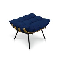 Puff Costela Suede Azul Marinho Base Metálica - Pallazio