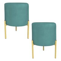 Kit 2 Puffs Decorativo Soren Suede Azul Turquesa Pés de Ferro Dourado - Pallazio