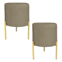 Kit 2 Puffs Decorativo Soren Suede Marrom Rato Pés de Ferro Dourado - Pallazio