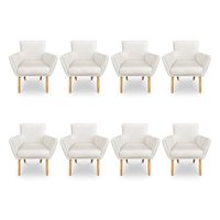 Kit 8 Poltronas Decorativa Leticia Suede Bege Pés Palito Castanho - Pallazio