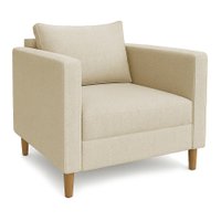 Poltrona Decorativa Milena Linho Dourado Pés de Madeira - Pallazio